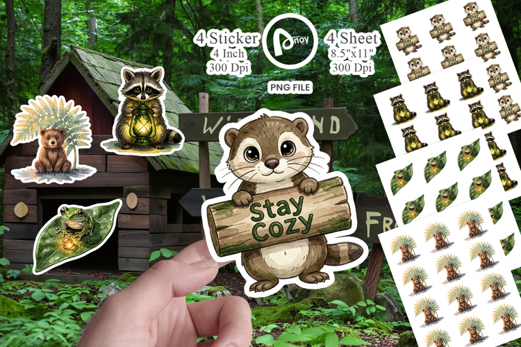 Rainy Day Moss Magic Animal Sticker
