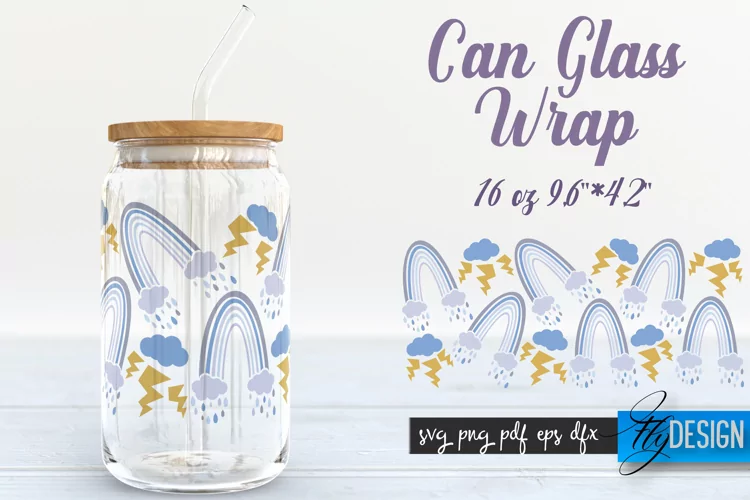 Can Glass Wrap Rainbow SVG | Rainbow SVG Design | Template