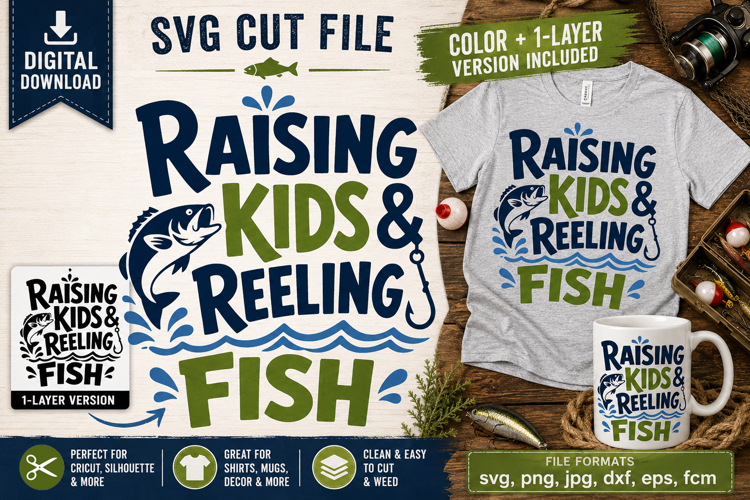 Raising kids Fishing Quote SVG, Dad Fishing svg,