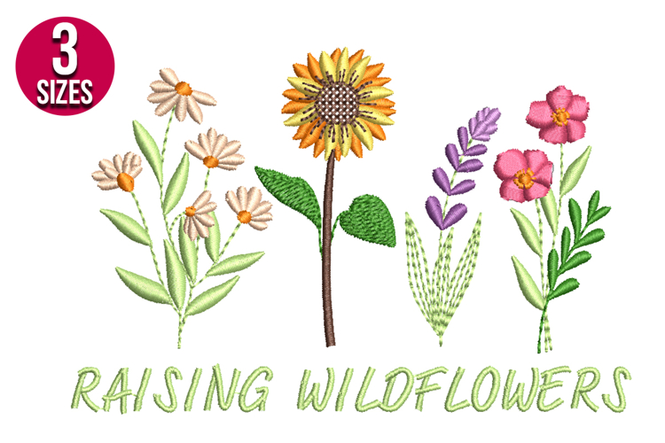 Raising Wildflowers Machine Embroidery Design - 3 sizes