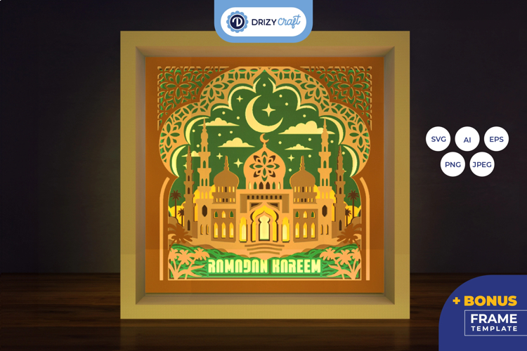 Ramadan Majesty 3D Light Box - Ramadan 3D Layered Paper Cut