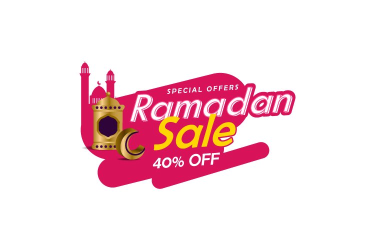 Ramadan sale sticker banner template design vector