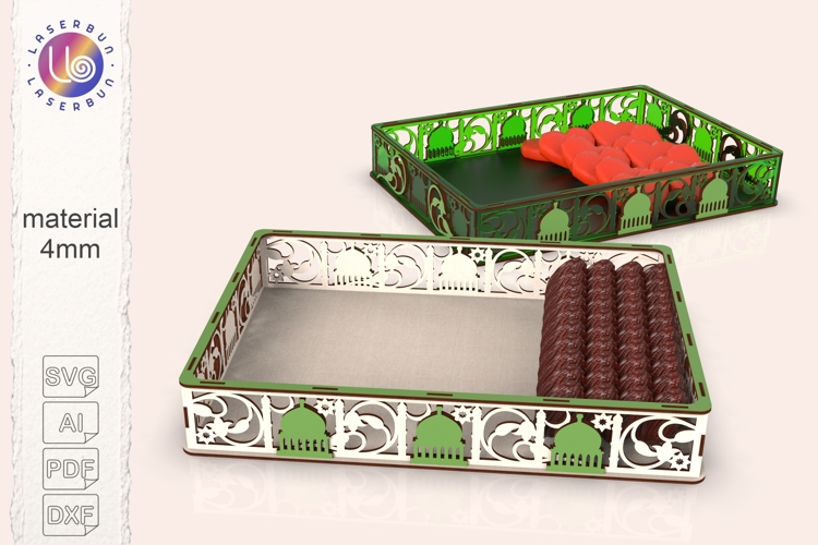 Large Ramadan Tray SVG for Laser Cut, Islamic Serving Tray