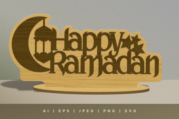 Happy Ramadhan Layered 3D Standing Desk Decoration Lasercut example image 1