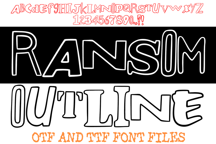 Ransom Outline Random Letters Alphabet ABC Text Font OTF