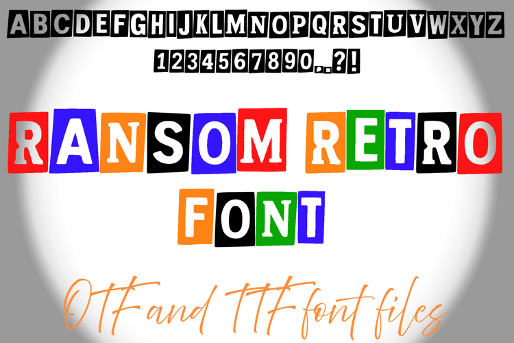 Ransom Retro Typeface Lettering ABC Text Font Note OTF