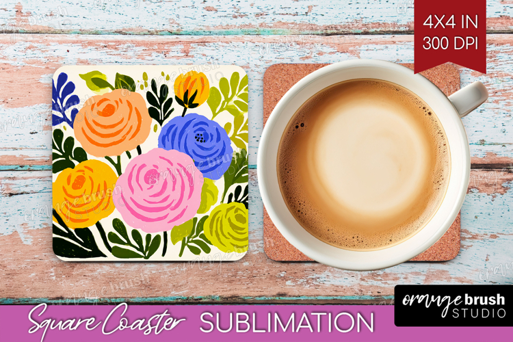 Ranunculus Modern Floral Square Coaster Sping Flower Coaster