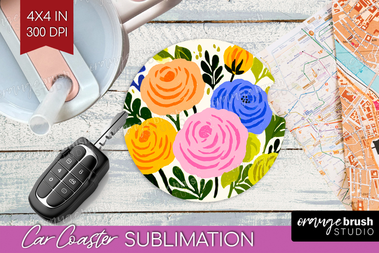 Ranunculus Modern Floral Car Coaster Sping Flower Coaster