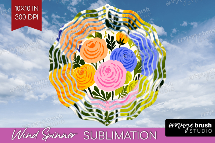 Ranunculus Modern Floral Wind Spinner Sublimation PNG Sping