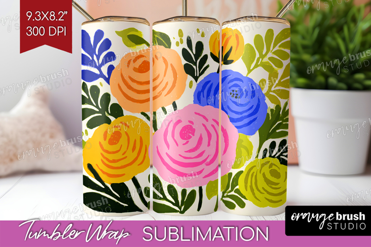 Ranunculus Modern Floral Tumbler Wrap Sping Flower Tumbler