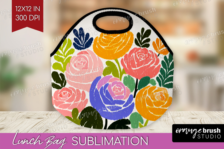 Ranunculus Modern Floral Lunch Bag Sping Flower Lunch Bug