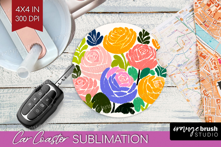 Ranunculus Modern Floral Car Coaster Sping Flower Coaster