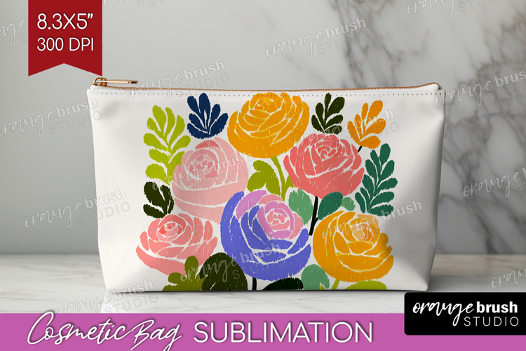 Ranunculus Modern Floral Cosmetic Bag Sping Flower Makeup