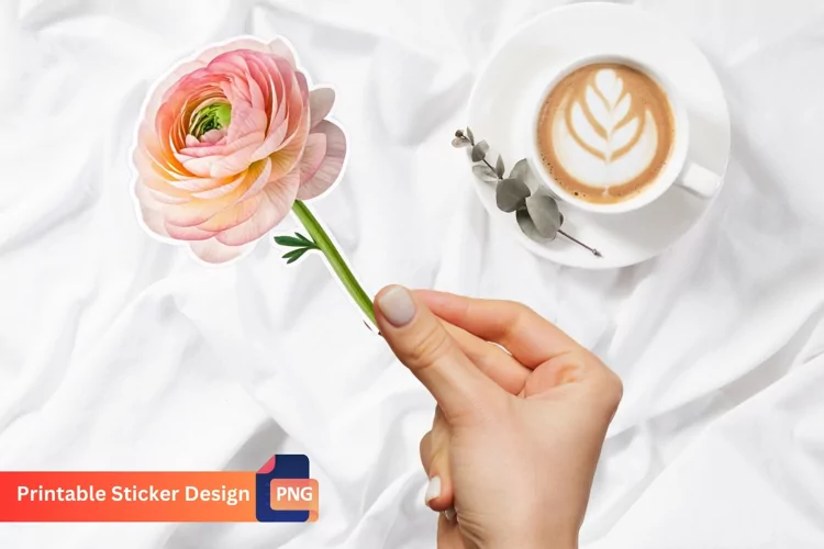 Ranunculus Flower Sticker, Beautiful Floral Sticker