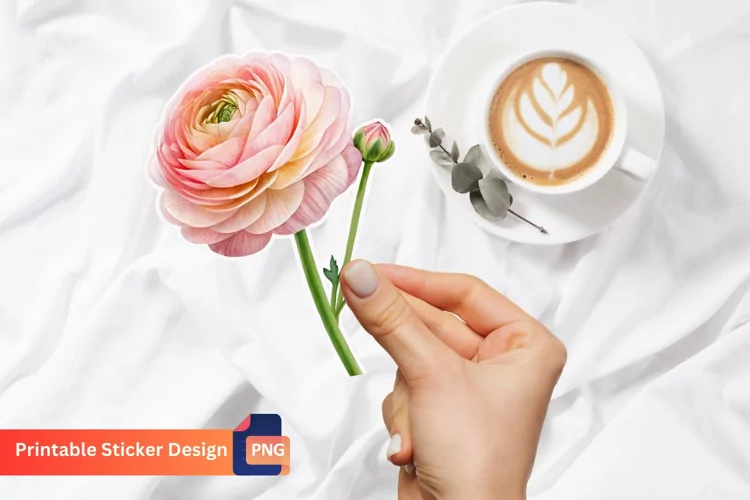 Ranunculus Flower Sticker, Beautiful Floral Sticker