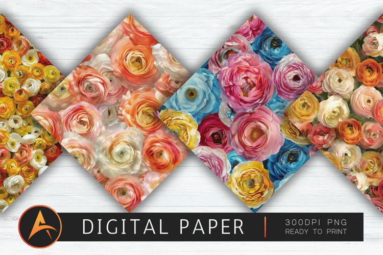 Ranunculus Flowers Digital Paper