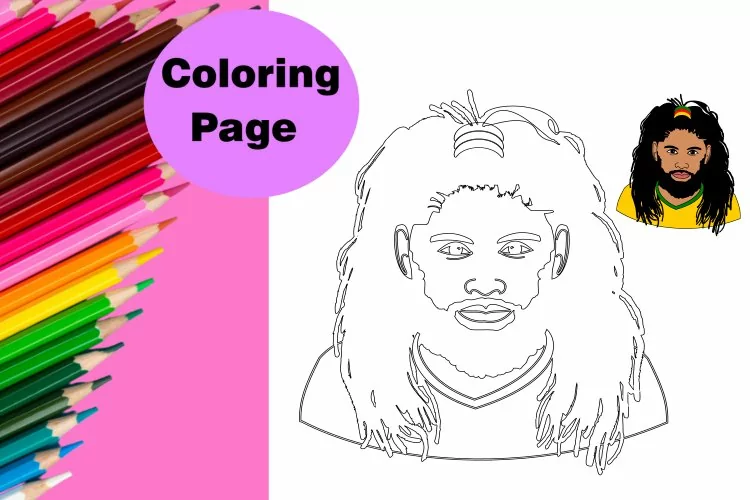Afro Rasta Man Artist African American Coloring Page