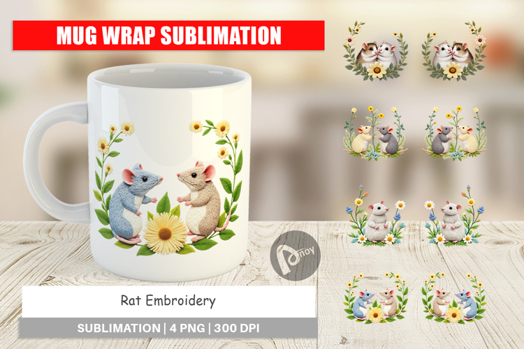 Mug Wrap Rat Embroidery