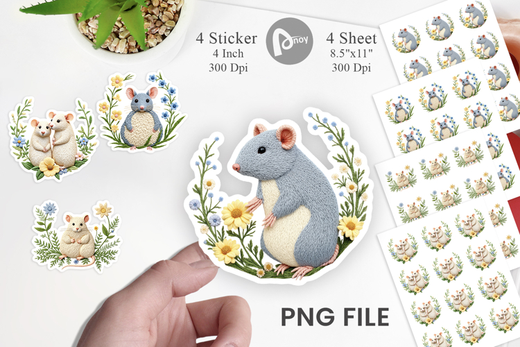 Rat Embroidery Sticker