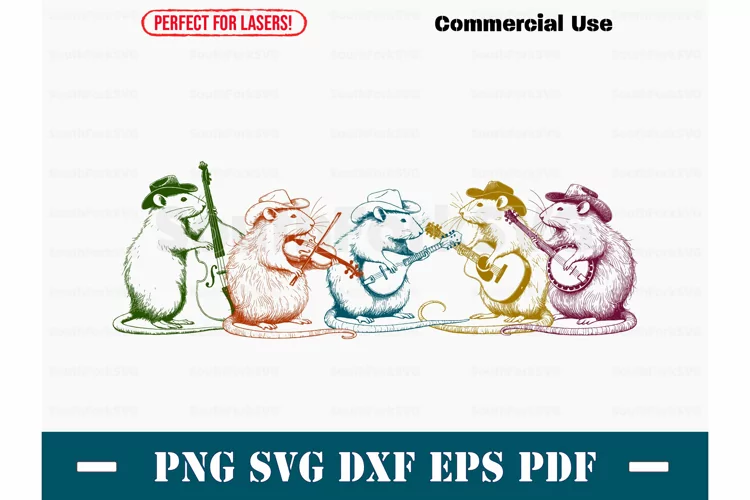 Rat Bluegrass Band Color SVG PNG DXF EPS PDF