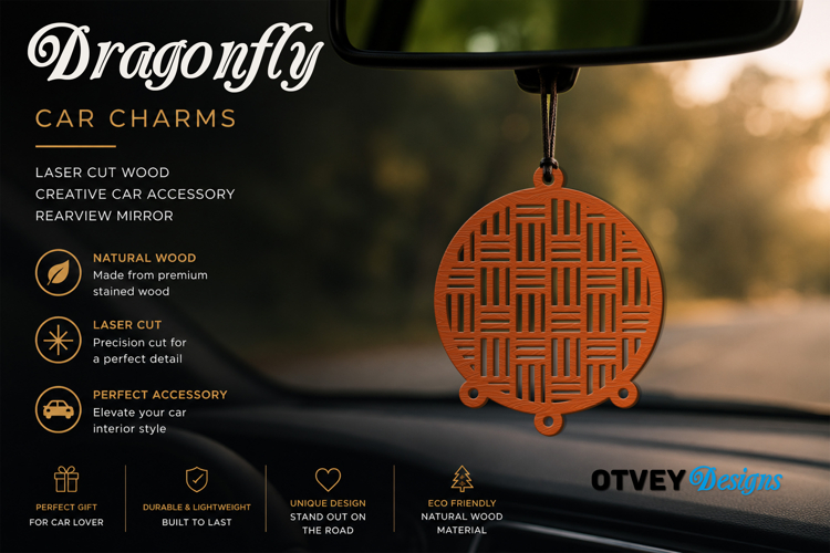 Rattan Car Charms laser Cut Wood Creative Car Accessory