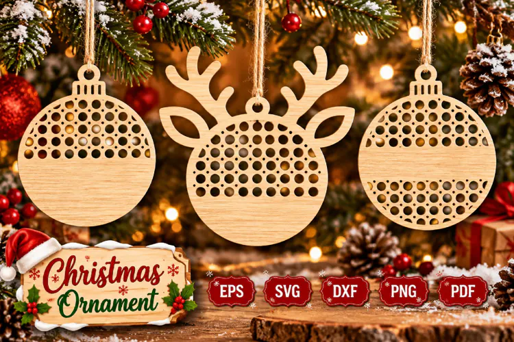 Rattan Christmas Ornament SVG, Reindeer Ornament Svg