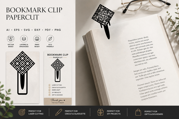 Rattan Clip Bookmark Paper Cut