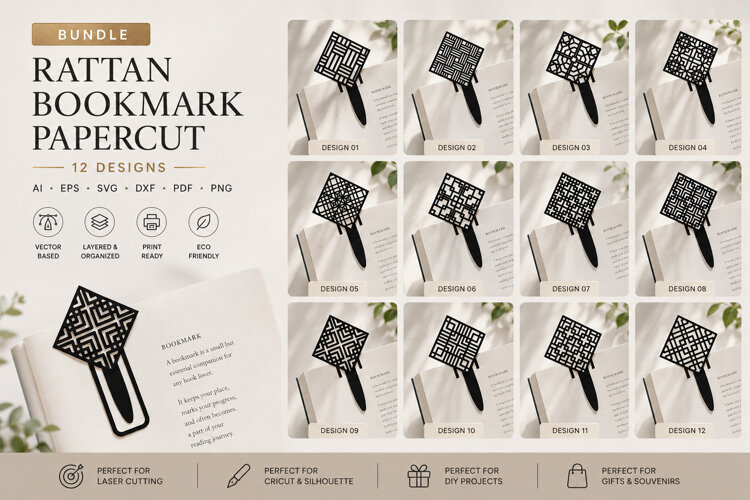 Rattan Clip Bookmark Paper Cut BUNDLES (6756978)