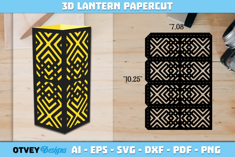 Rattan Lantern Paper Cut Files