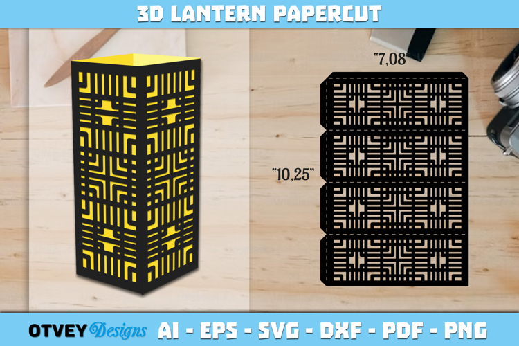 Rattan Lantern Paper Cut Files
