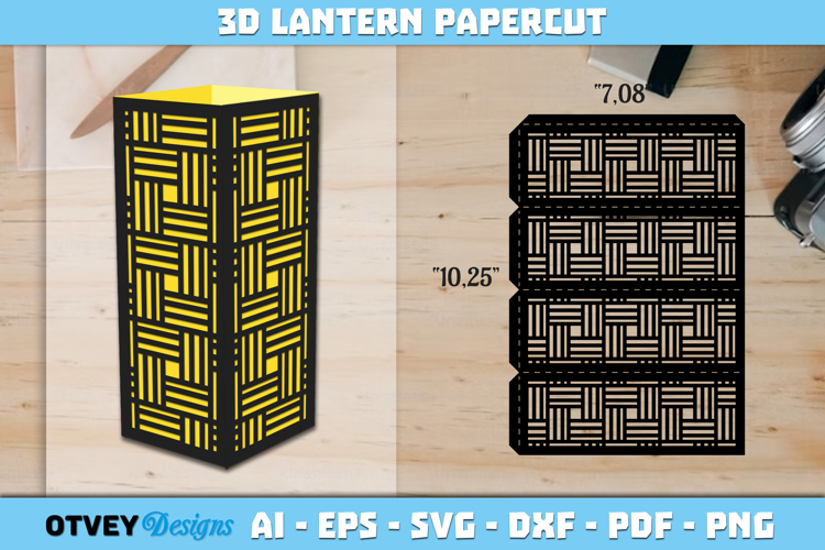 Rattan Lantern Paper Cut Files