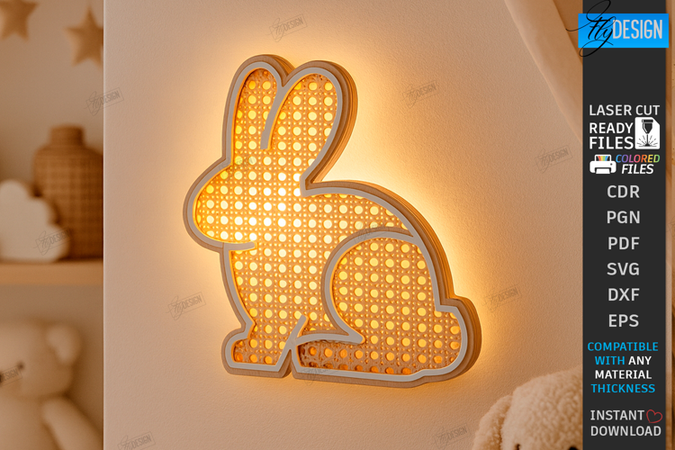 Rattan Night Light Laser Cut | Nursery Luminous Wall Décor