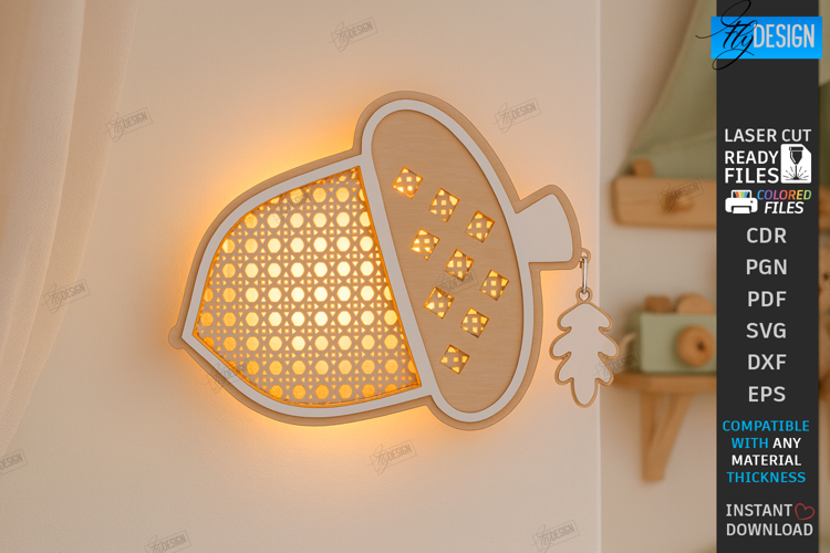Rattan Night Light Laser Cut | Nursery Luminous Wall Décor