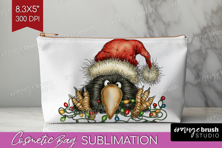 Raven Tangled In Christmas Lights Cosmetic Bag Funny Xmas example image 1