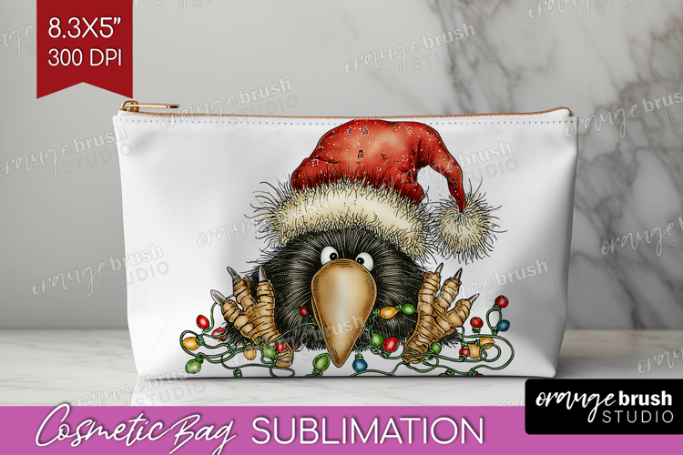 Raven Tangled In Christmas Lights Cosmetic Bag Funny Xmas