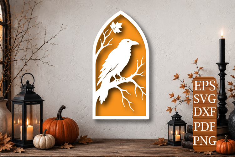 Raven Arch Window Laser Cut SVG