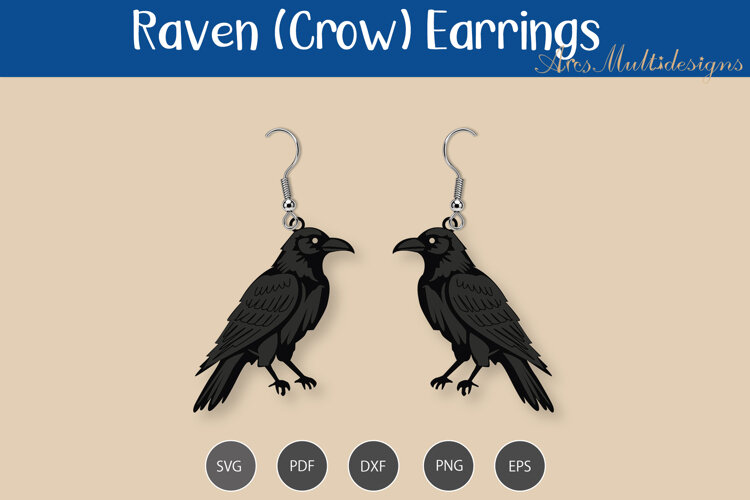 Raven Earrings SVG example image 1