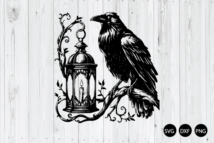 Raven Gothic Lantern SVG, Raven SVG, Halloween SVG