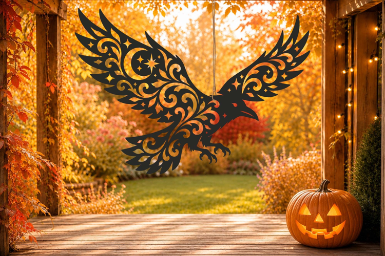 Raven Halloween SVG Crow Laser Cut Ornament