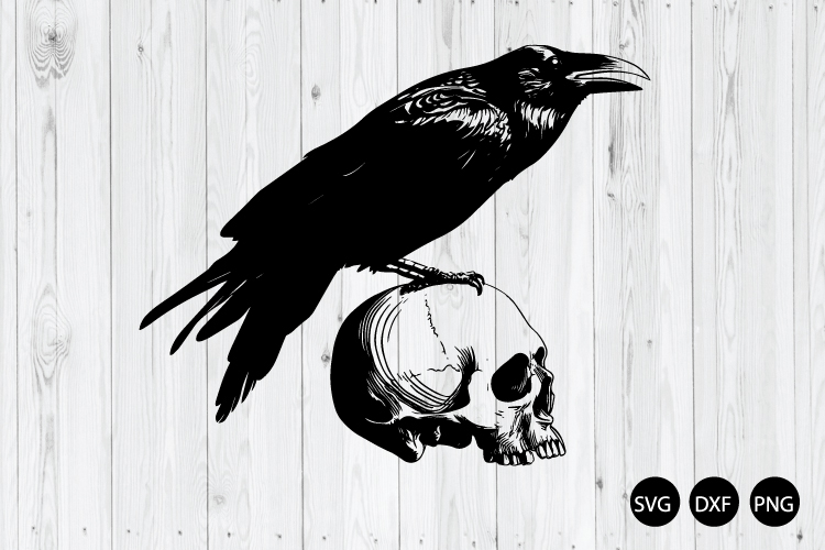 Raven On Skull SVG, Crow On Skull SVG, Raven Skull SVG