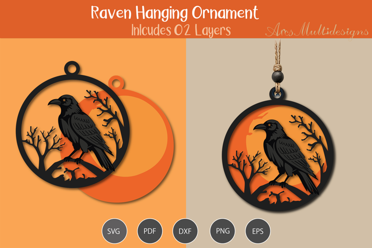 Raven Hanging Ornament svg