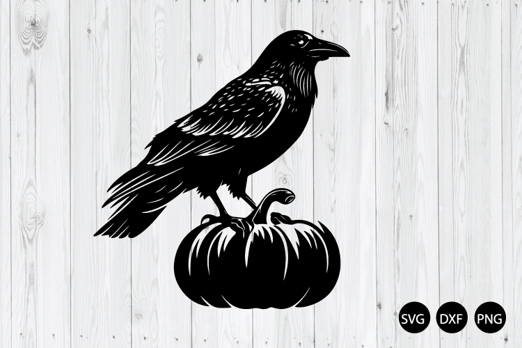 Raven With Pumpkin SVG, Raven SVG, Crow SVG, Halloween SVG