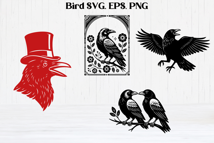 Funny raven SVG design | Bird SVG | Raven silhouette SVG