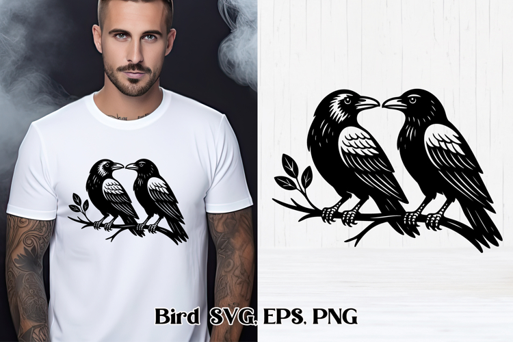 Funny raven SVG design | Bird SVG | Raven silhouette SVG