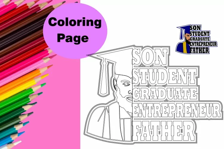 African American Male Graduate College Student Coloring Page