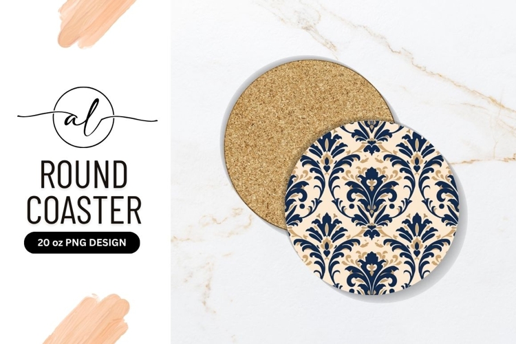 Elegant Navy Blue And Beige Floral Pattern