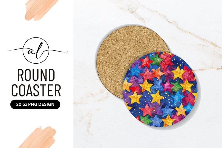 Colorful Starry Round Coaster Png Background