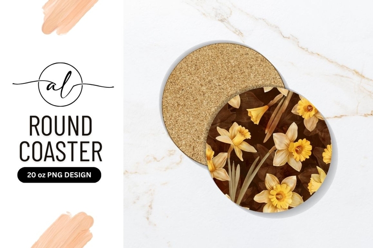 Watercolor Daffodils On A Brown Background