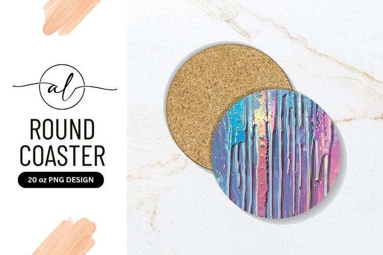 Abstract Colorful Liquid Dripping Round Coaster Png
