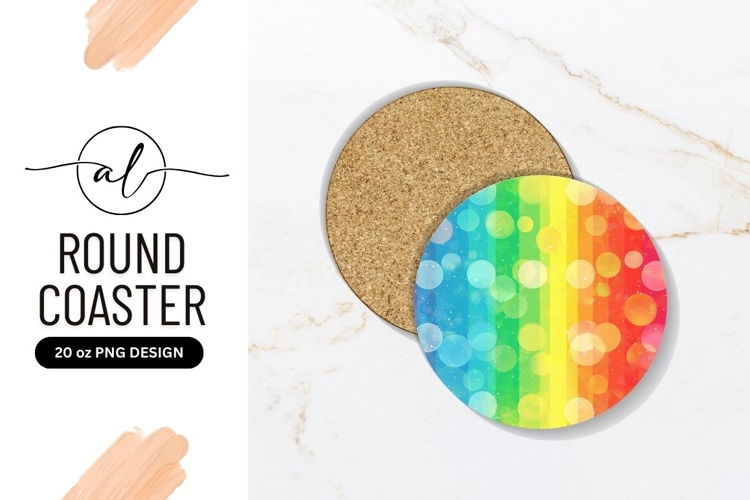 Rainbow Circle with Bokeh Effect and Vertical Stripes Round
